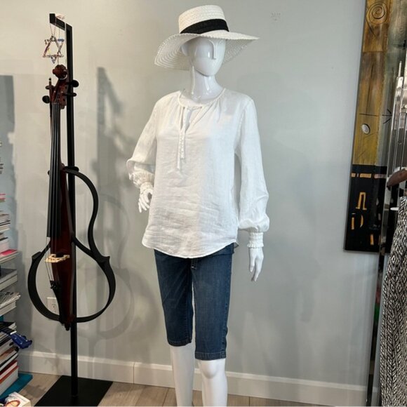 Anthropologies Cloth  Stone 100 Linen Long Sleeve Top - Picture 2 of 11